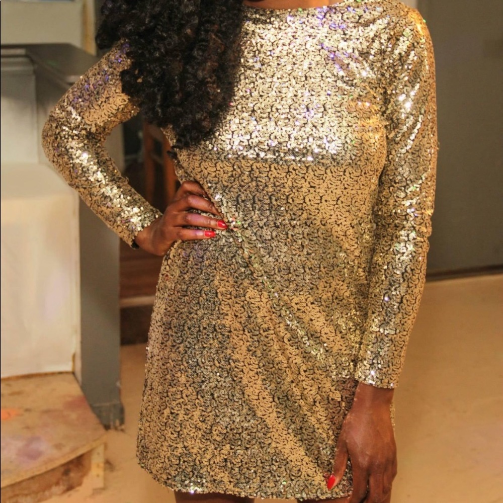 Boohoo Gold sequence dress